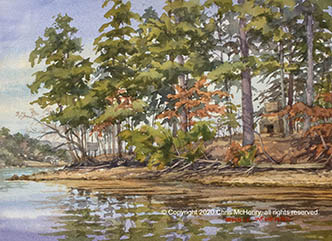 plein air painting of Lake Hamilton, Hot Springs, Arkansas by Hot Springs artist Chris McHenry