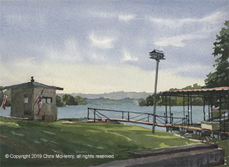 plein air painting of Lake Hamilton, Hot Springs, Arkansas by Hot Springs artist Chris McHenry