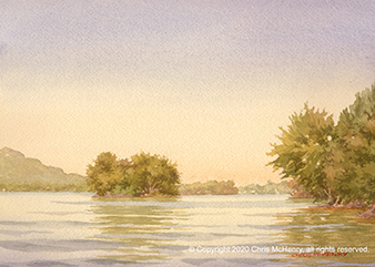 Lake Hamilton Arkansas watercolor painting by Hot Springs artist Chris McHenry